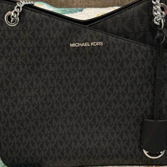 Michael Kors Jet Set large black and silver handbag